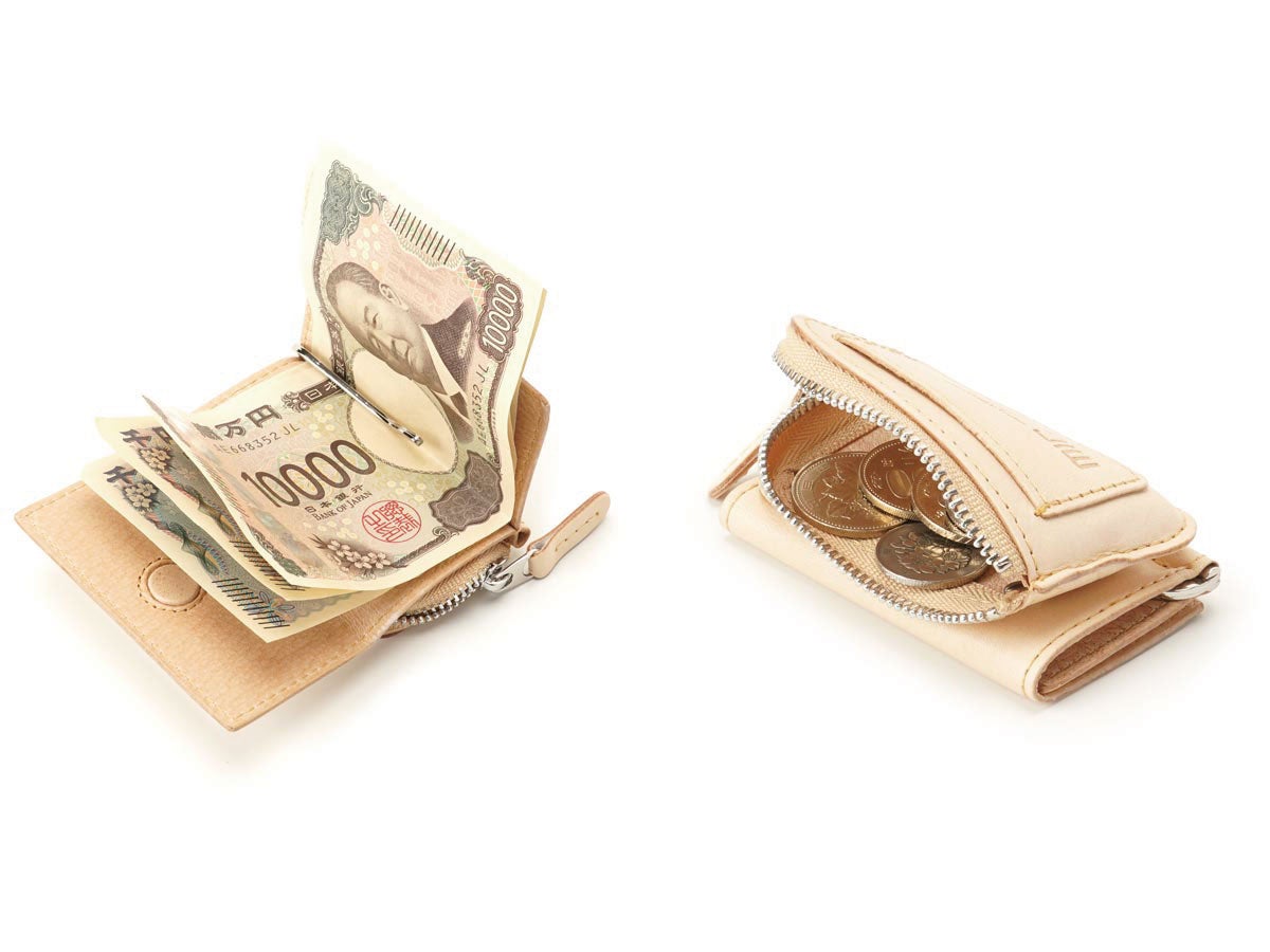 ナチュラルヌメ　札バサミ付ファスナー小銭入れ_02