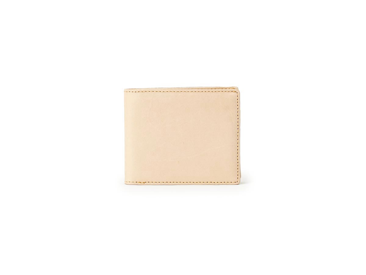 【新品未使用】  イルビゾンテ  二つ折りコンパクト財布　ヌメ（ナチュラル） IL BISONTE（イルビゾンテ） 財布 二つ折り レザー 本革 ナチュラル