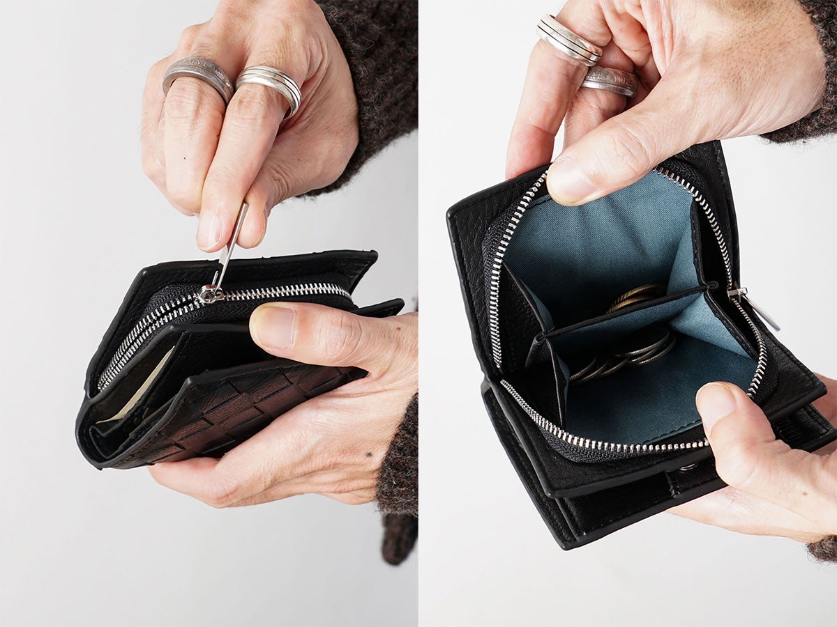 ブラックメッシュ ラウンドファスナー二つ折り財布_03