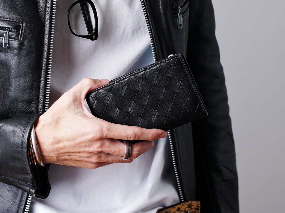 ブラックメッシュ 外L字ファスナー二つ折り財布_02