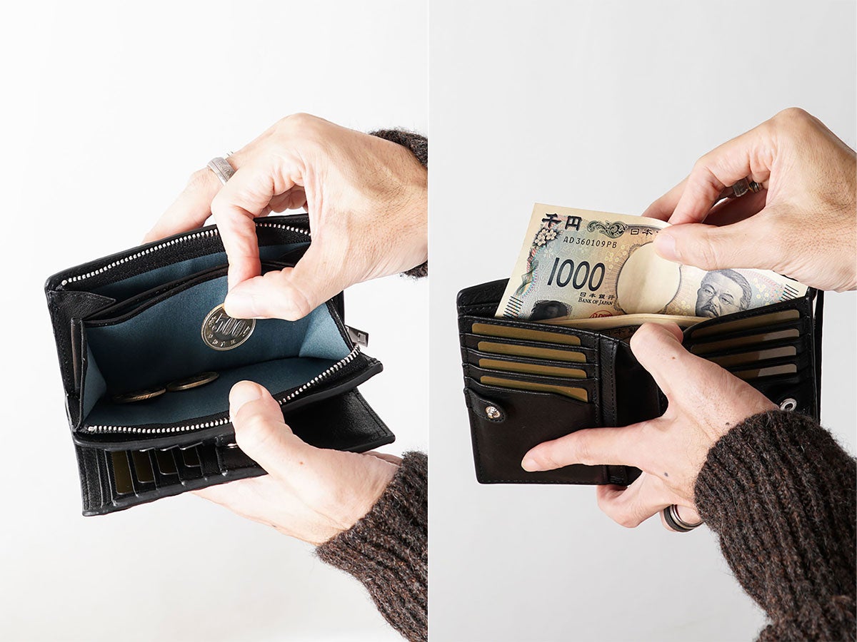 ブラックメッシュ 外L字ファスナー二つ折り財布_03