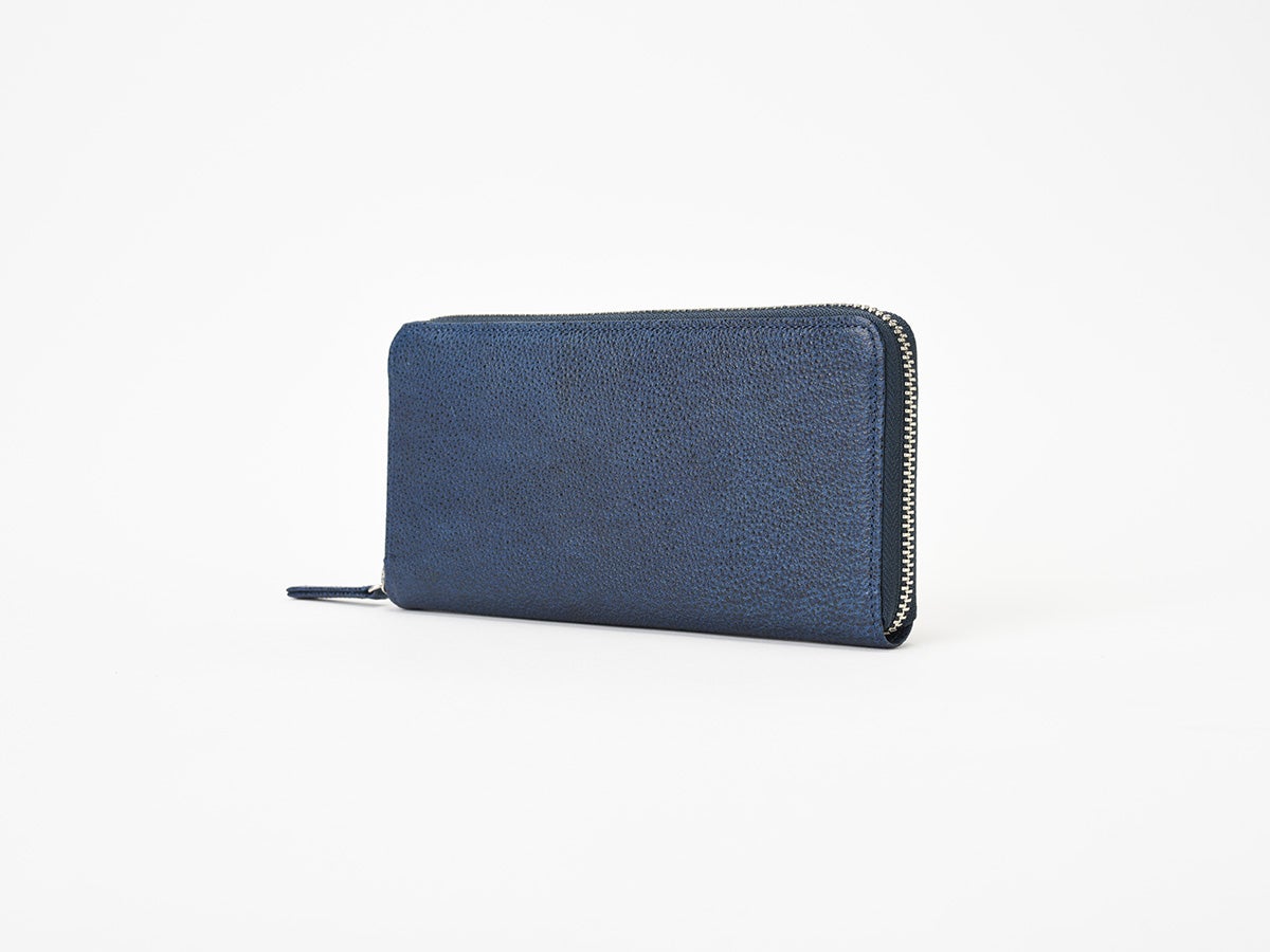 黒桟革 藍染め ラウンドファスナー長財布_main_detail_image