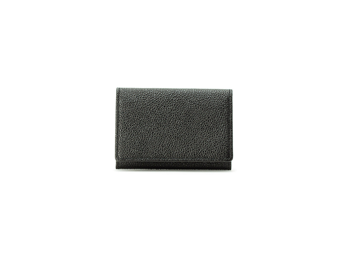 黒桟革 漆 風琴マチ名刺入れ | 革財布のお店mic (ミック)