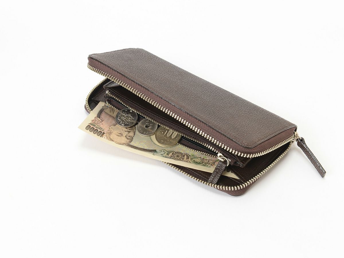 黒桟　漆　ラウンドファスナー長財布