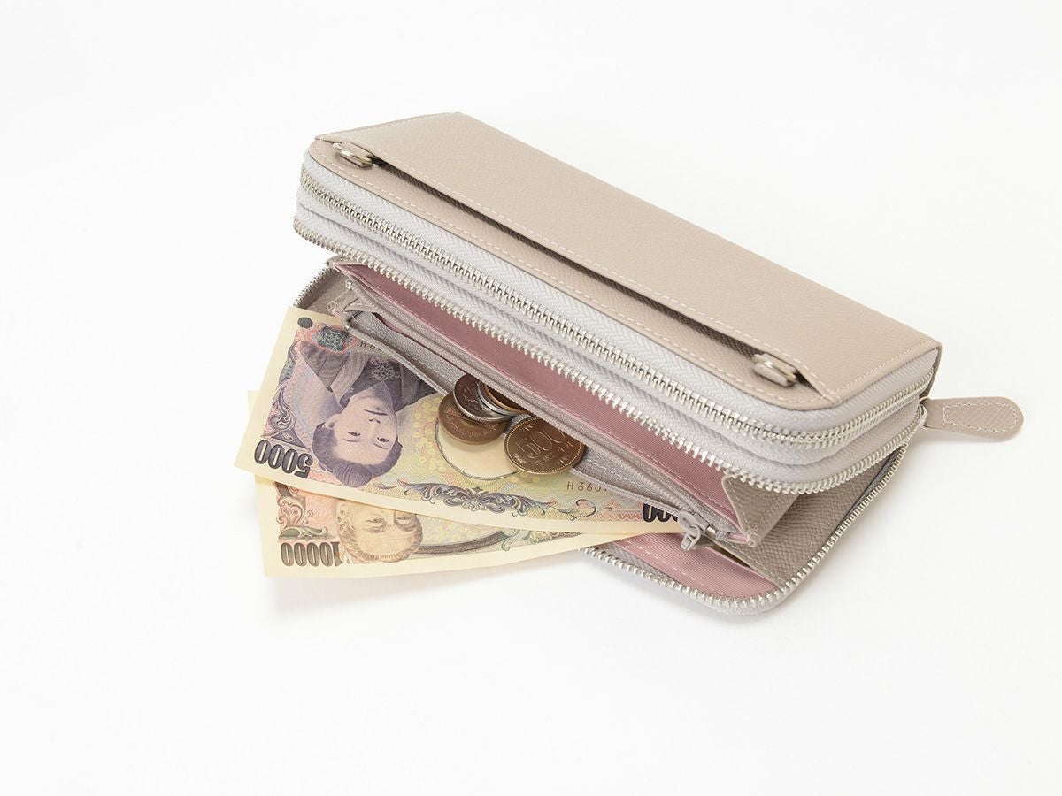 エンボス　Wラウンドファスナー　財布ポーチ