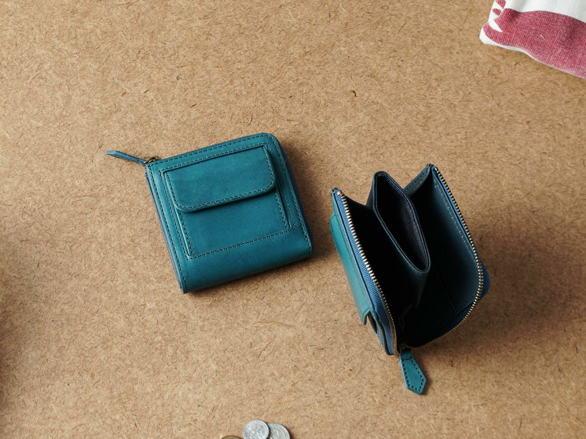 ペコスロウ　ミニL字ファスナー財布　ジーンズブルー