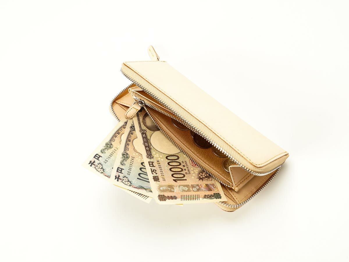 ナチュラルヌメ　ラウンドファスナー長財布