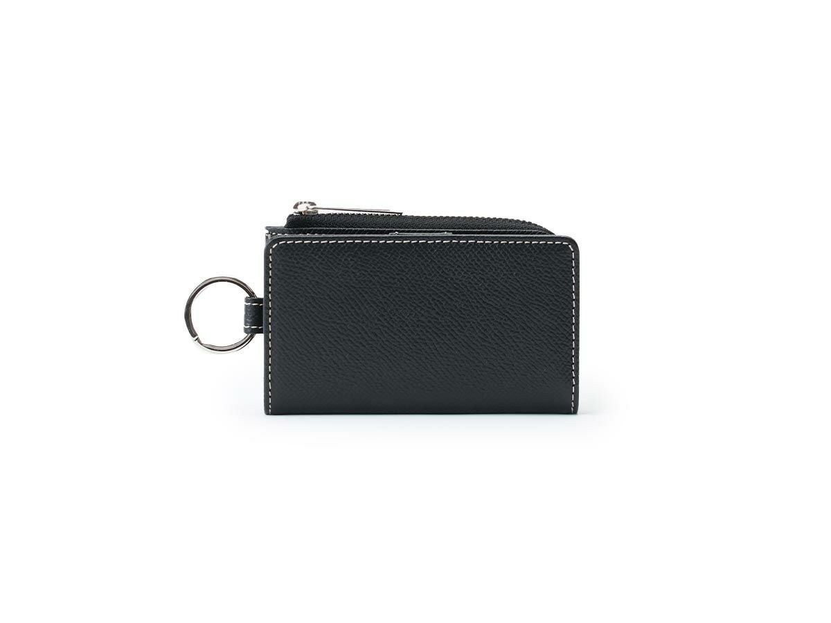 エンボス　L字ファスナー小銭入れ付きキーケース｜ブラック