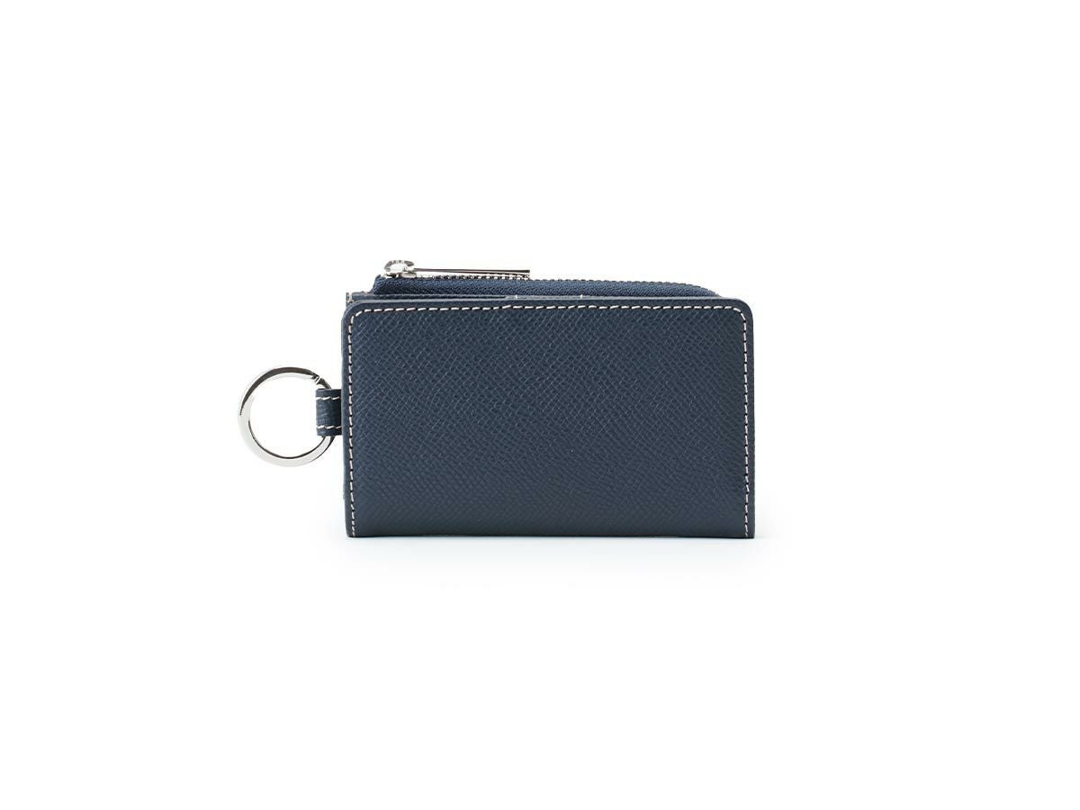 エンボス　L字ファスナー小銭入れ付きキーケース｜ネイビー