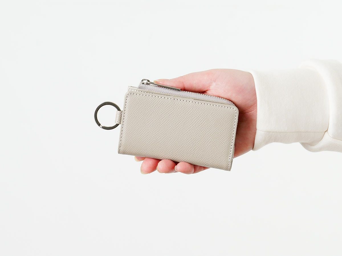 エンボス　L字ファスナー小銭入れ付きキーケース