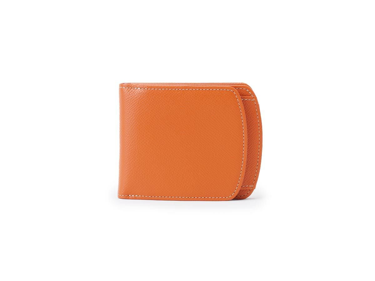 エンボス　ヒップポケット外ボックス小銭二つ折り財布｜オレンジ