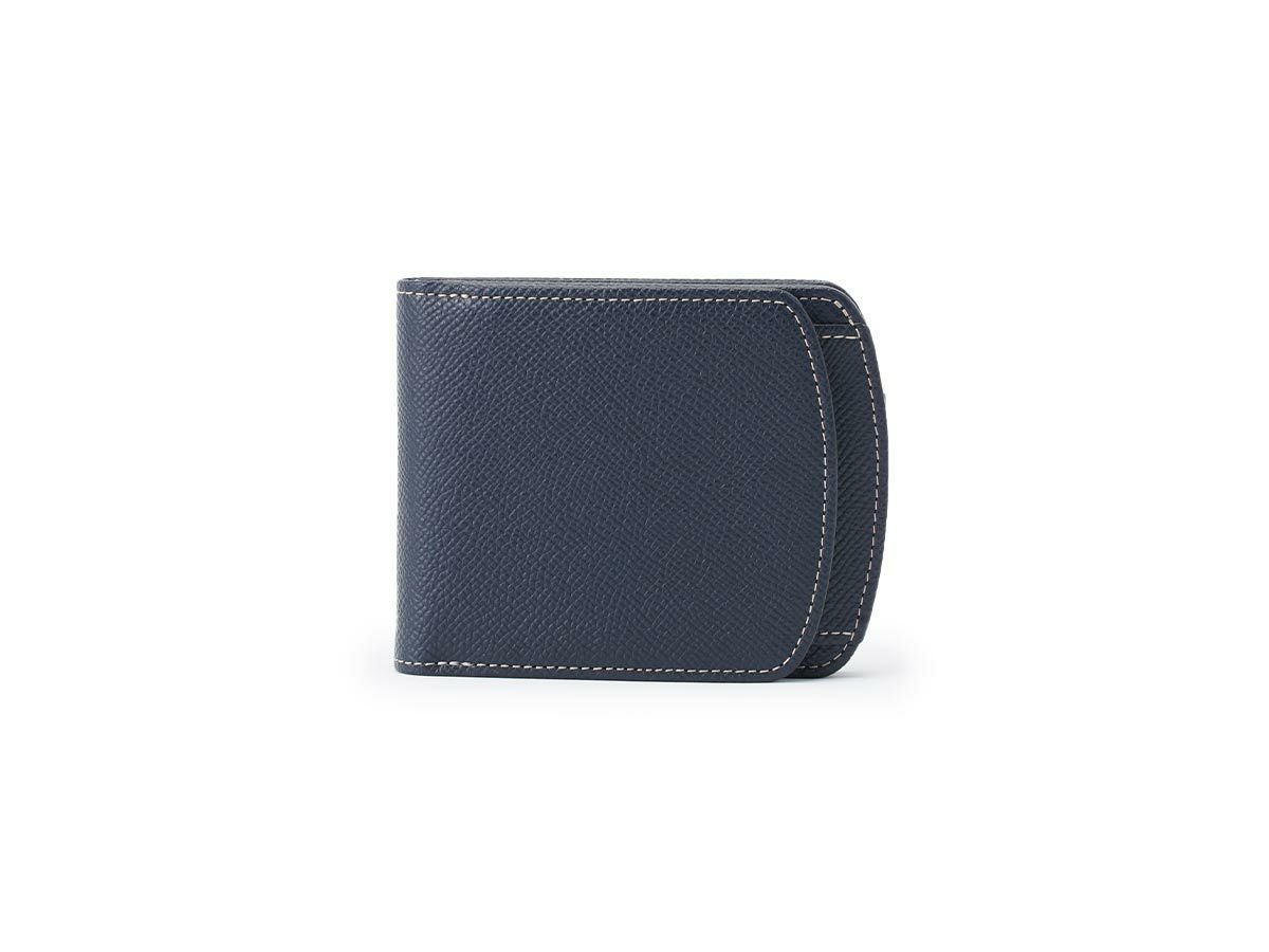 エンボス　ヒップポケット外ボックス小銭二つ折り財布｜ネイビー