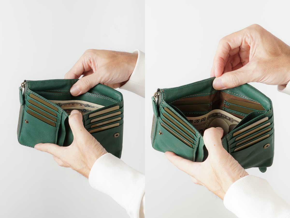 コルレオーネ　外L字ファスナー二つ折り財布