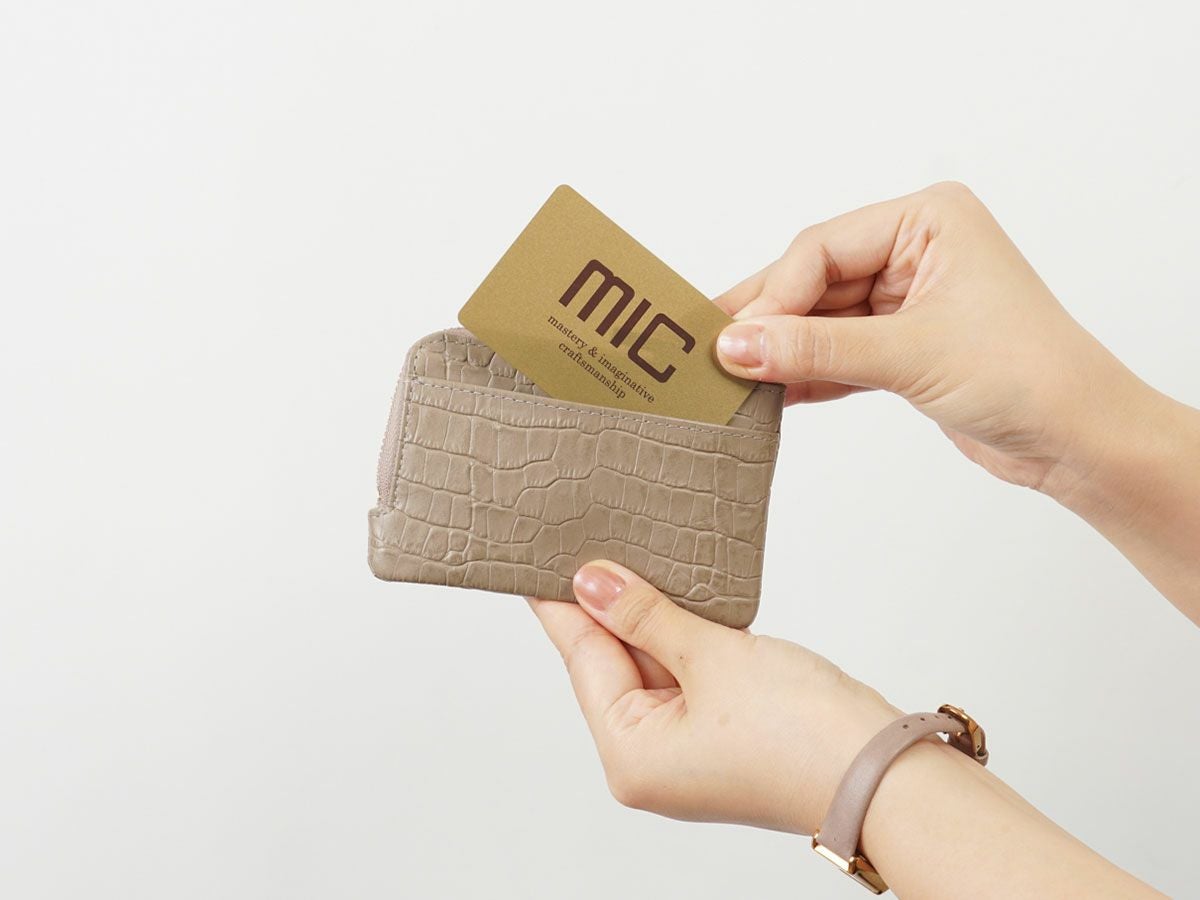 クロコ　キーチェーン付きL字ファスナー小銭入れ