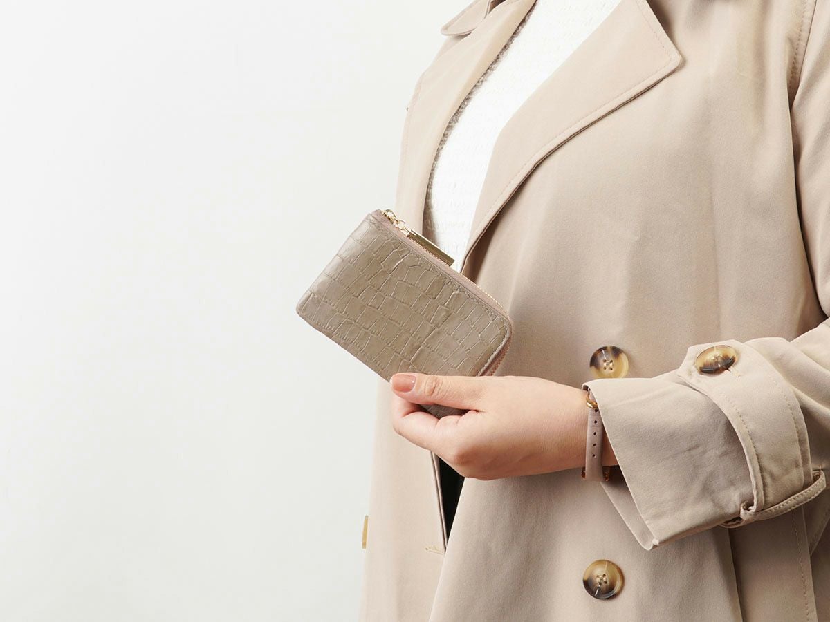 クロコ　キーチェーン付きL字ファスナー小銭入れ