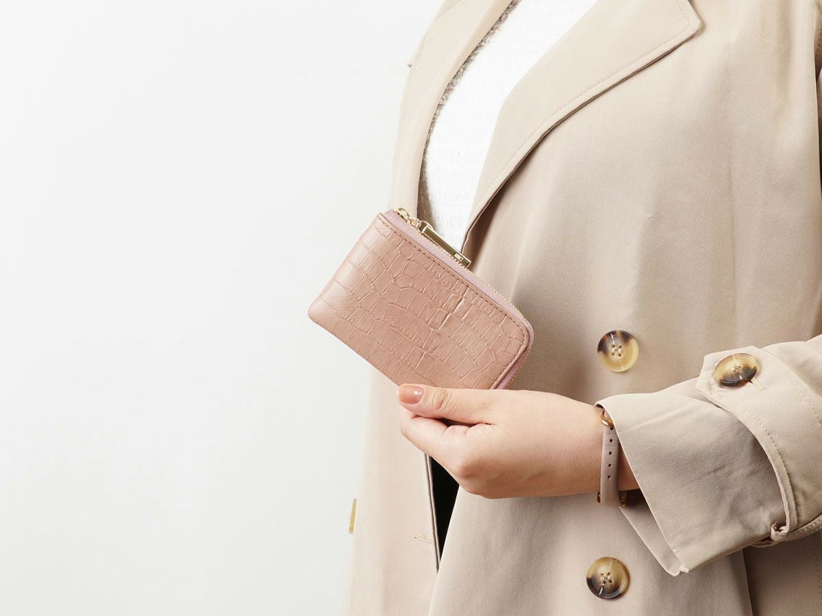 クロコ　キーチェーン付きL字ファスナー小銭入れ