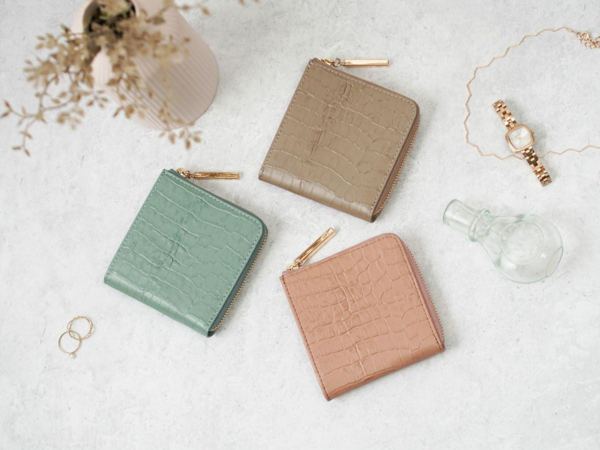 クロコ　L字ファスナーミニ財布