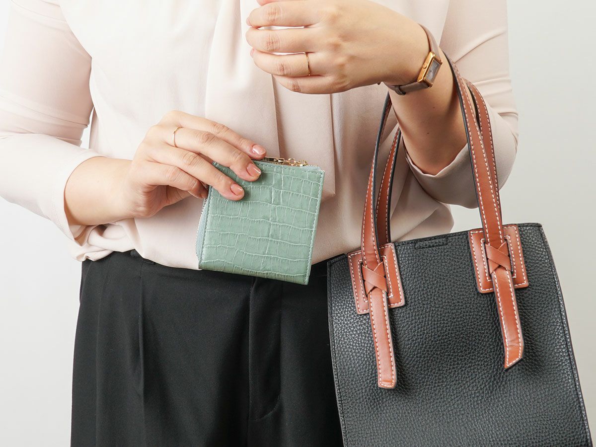 クロコ　L字ファスナーミニ財布