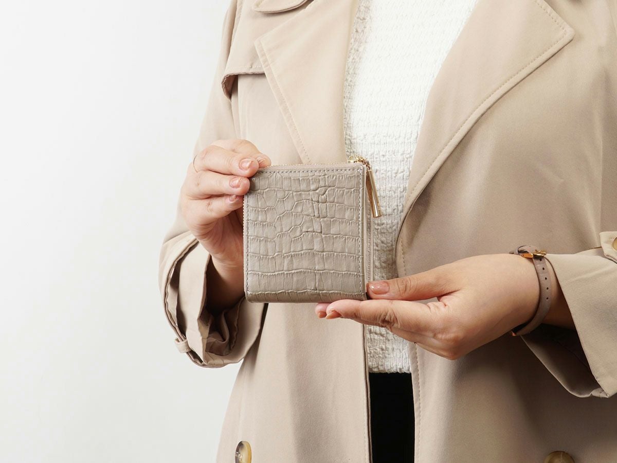 クロコ　L字ファスナーミニ財布