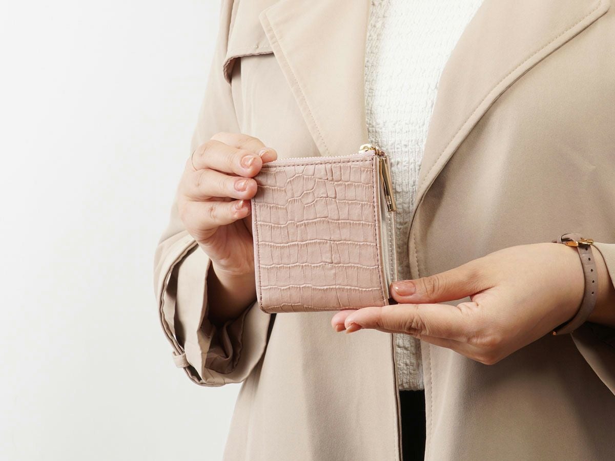 クロコ　L字ファスナーミニ財布