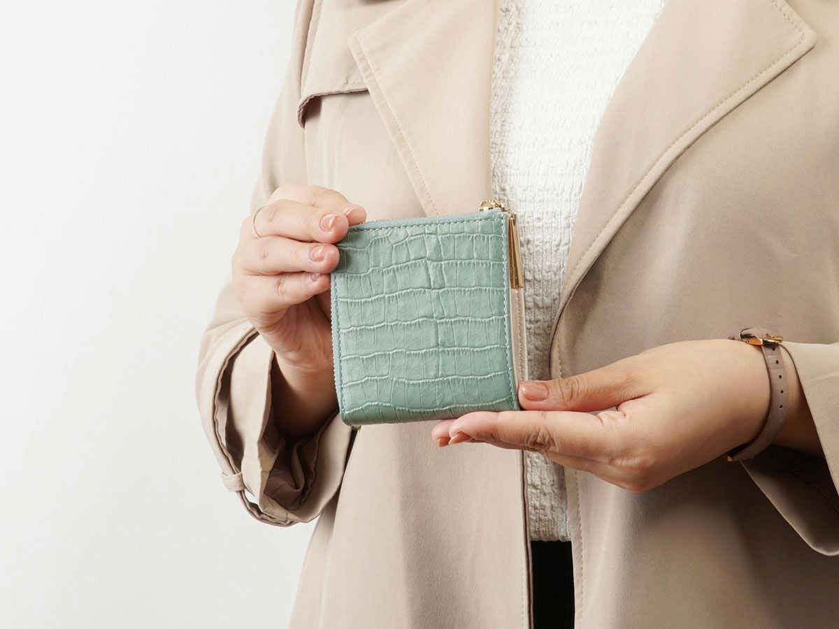 クロコ　L字ファスナーミニ財布