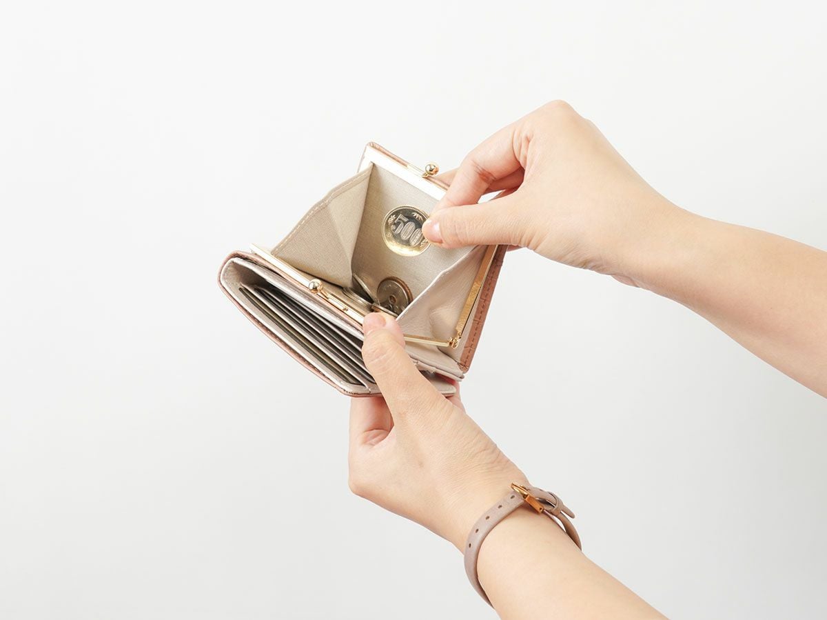 クロコ　外がま口二つ折り財布