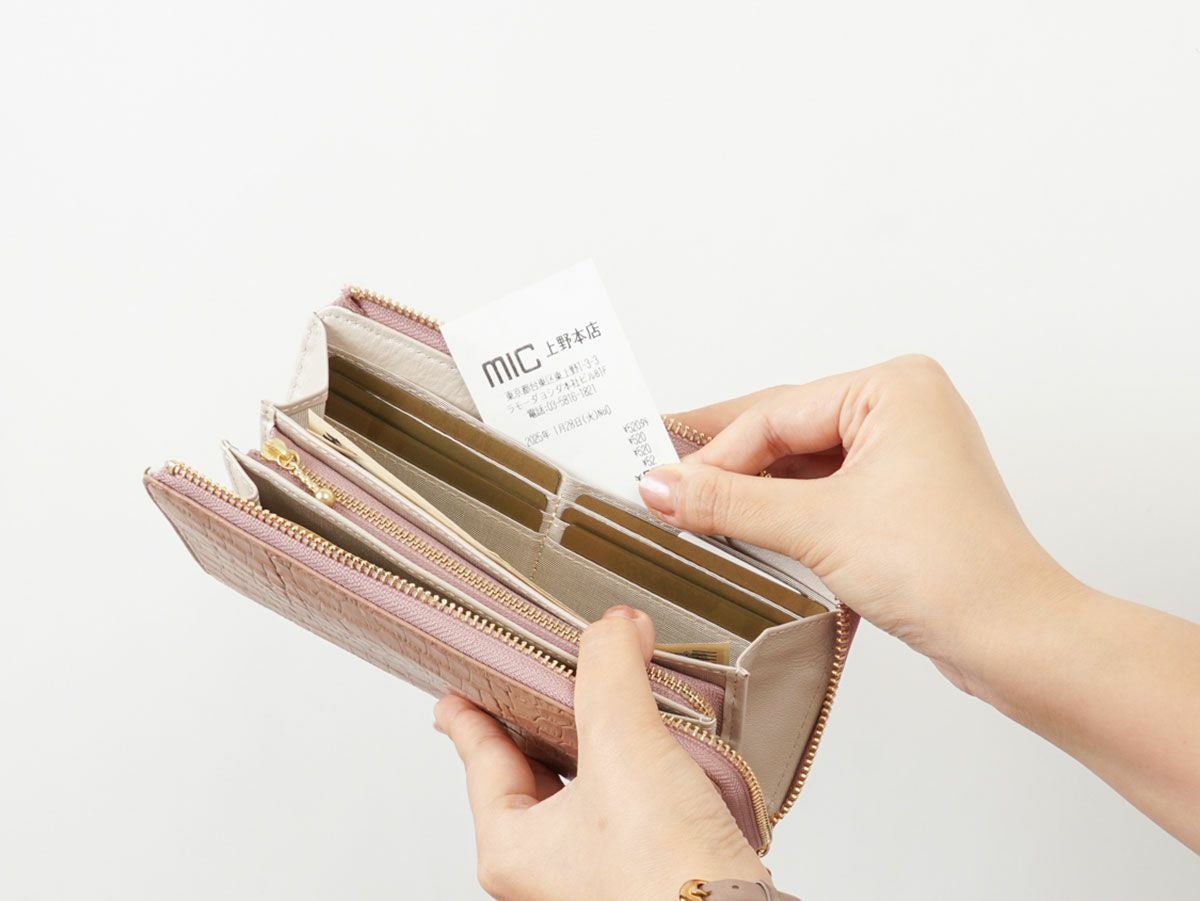 クロコ　外L字ファスナー長財布