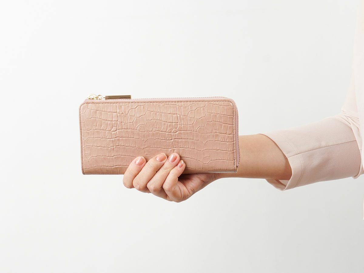 クロコ　外L字ファスナー長財布