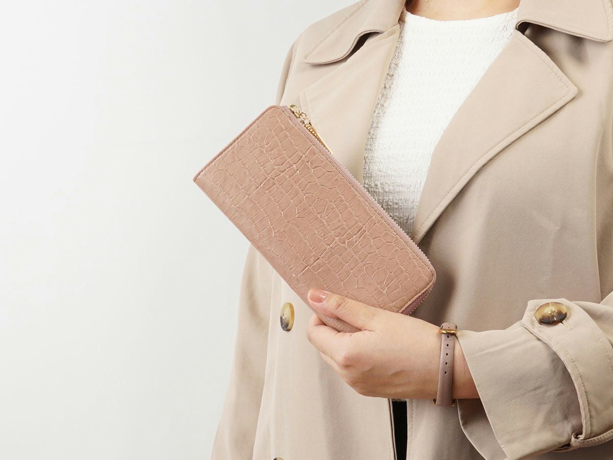 クロコ　外L字ファスナー長財布