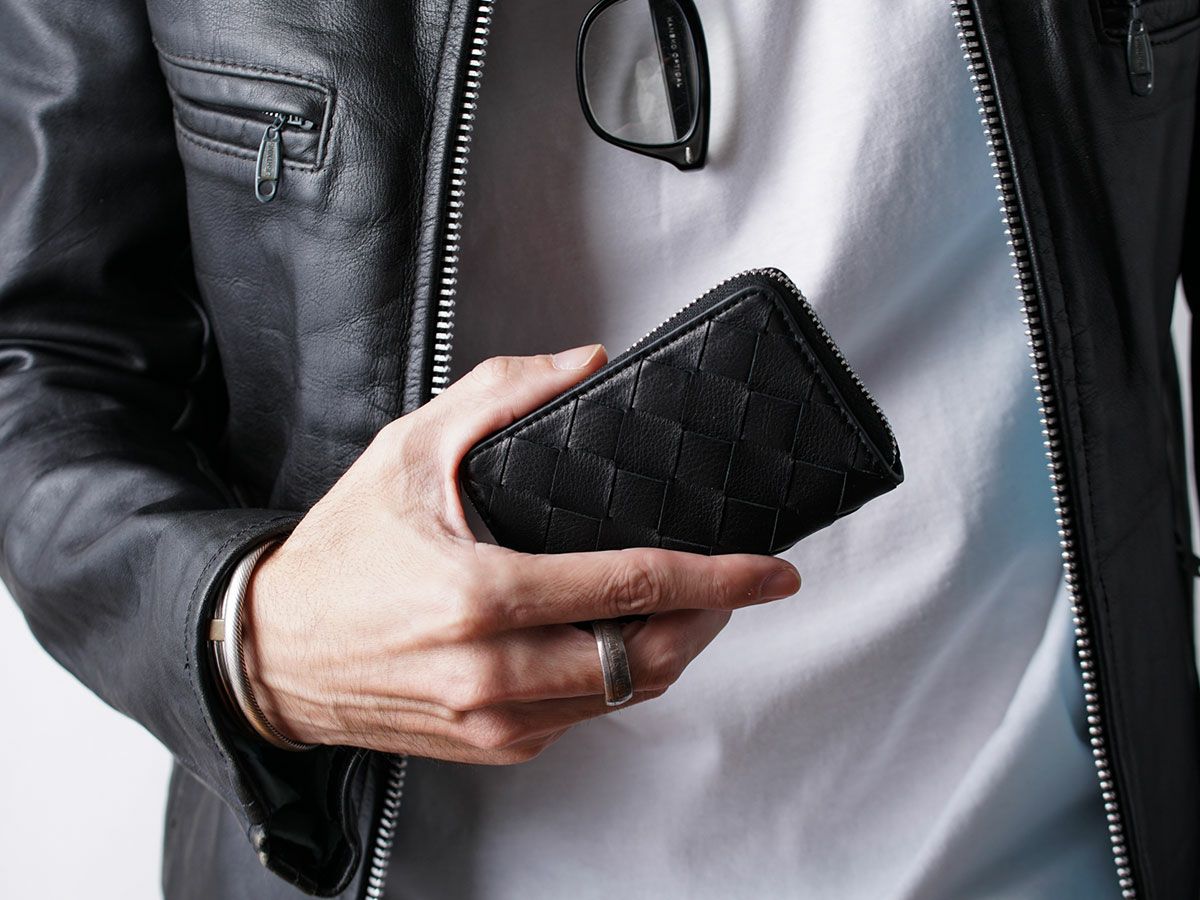 ブラックメッシュ　ラウンドファスナーボックス小銭入れ