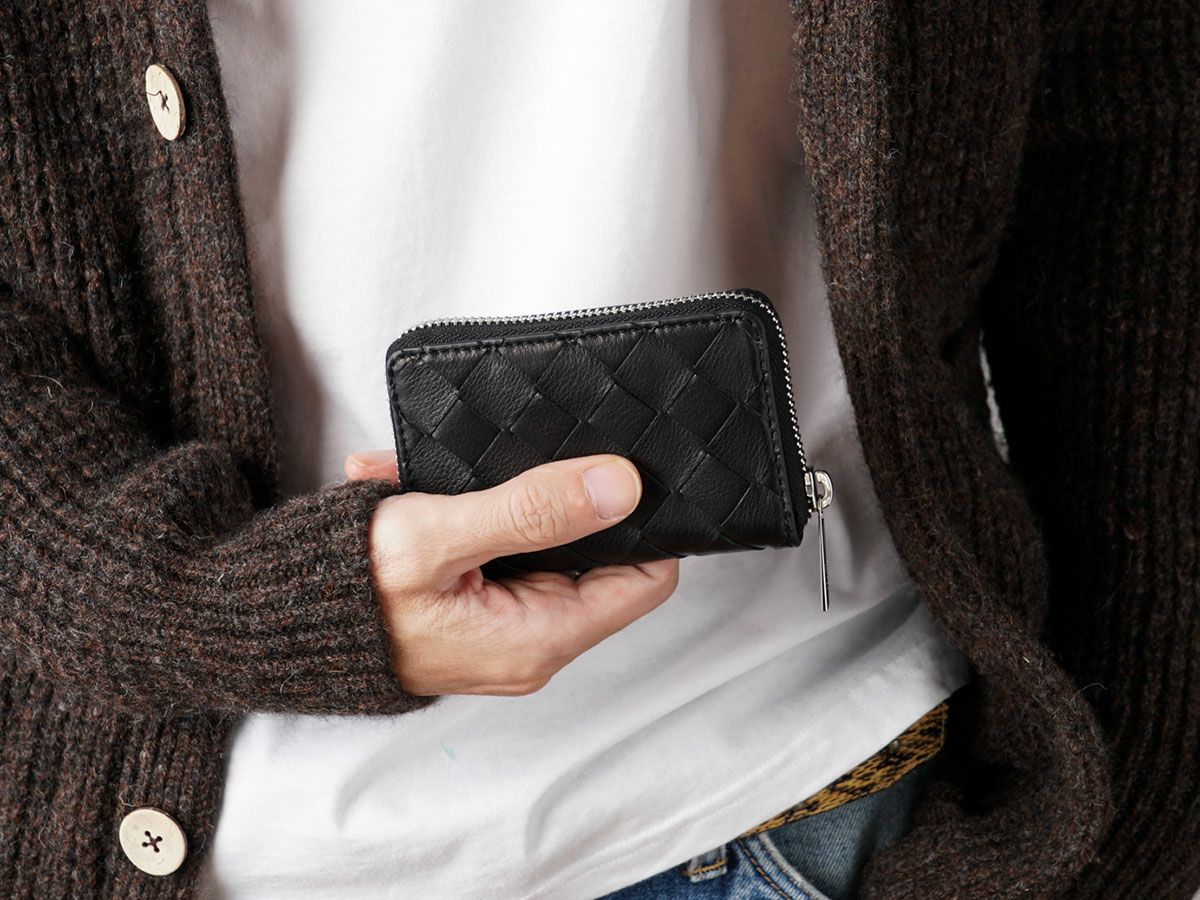 ブラックメッシュ　ラウンドファスナーボックス小銭入れ