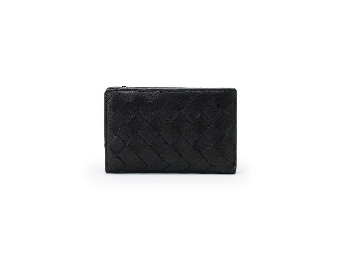 ブラックメッシュ　外L字ファスナー二つ折り財布　ブラック