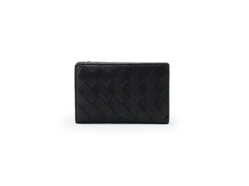 ブラックメッシュ　外L字ファスナー二つ折り財布　ブラック