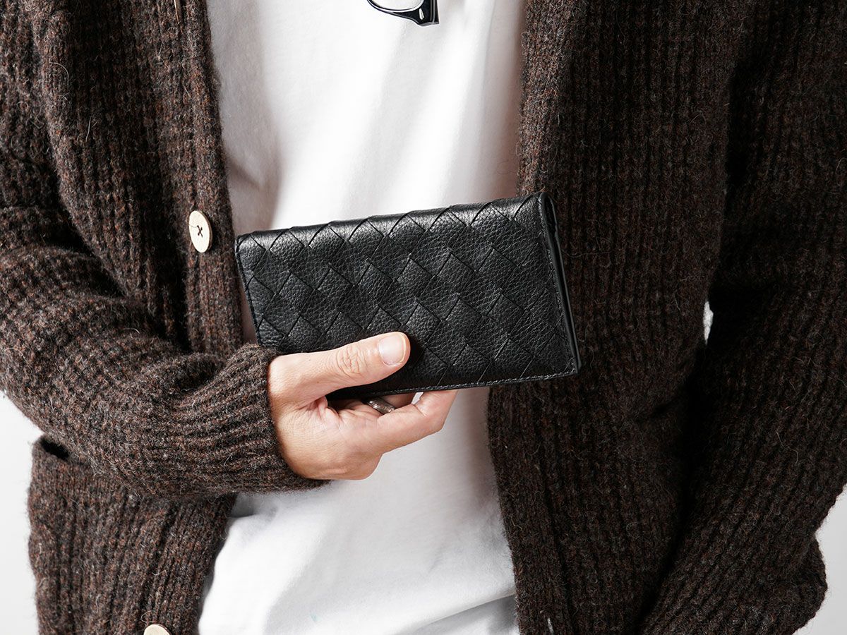 ブラックメッシュ　スリムロングウォレット