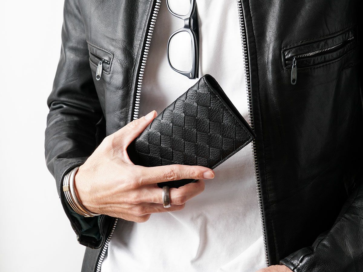 ブラックメッシュ　スリムロングウォレット