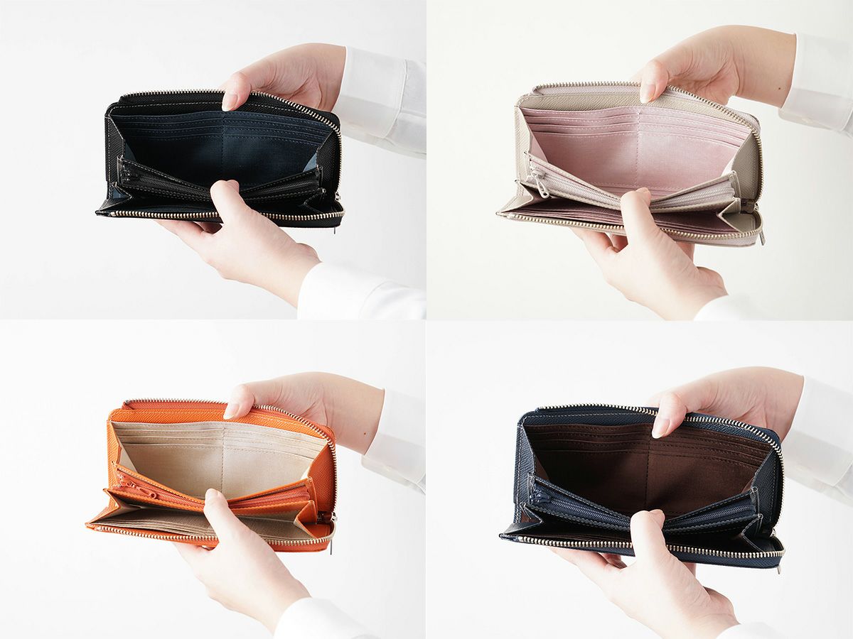 エンボス　L字ファスナー長財布