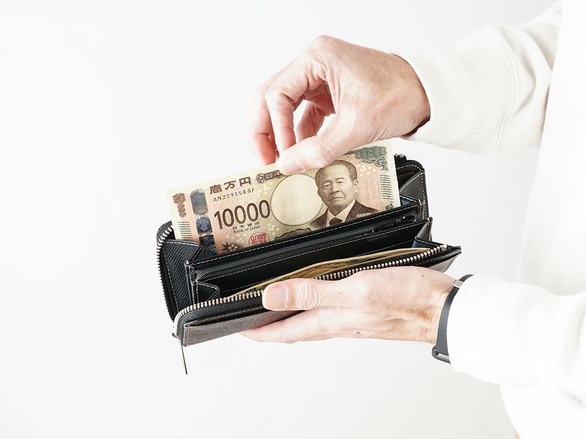 エンボス　L字ファスナー長財布