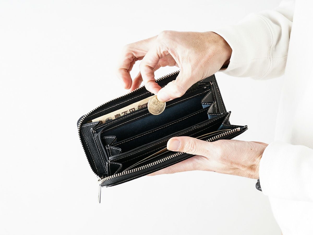 エンボス　L字ファスナー長財布