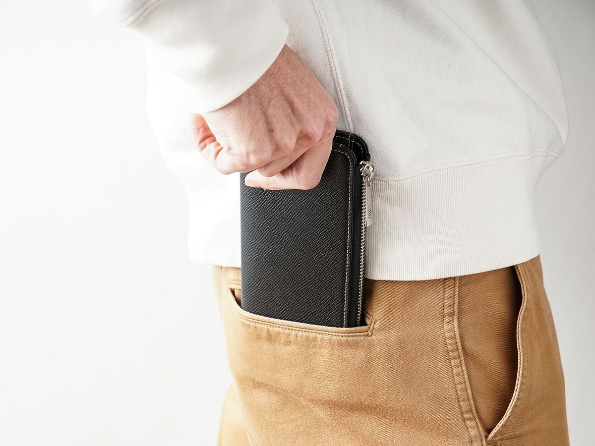 エンボス　L字ファスナー長財布