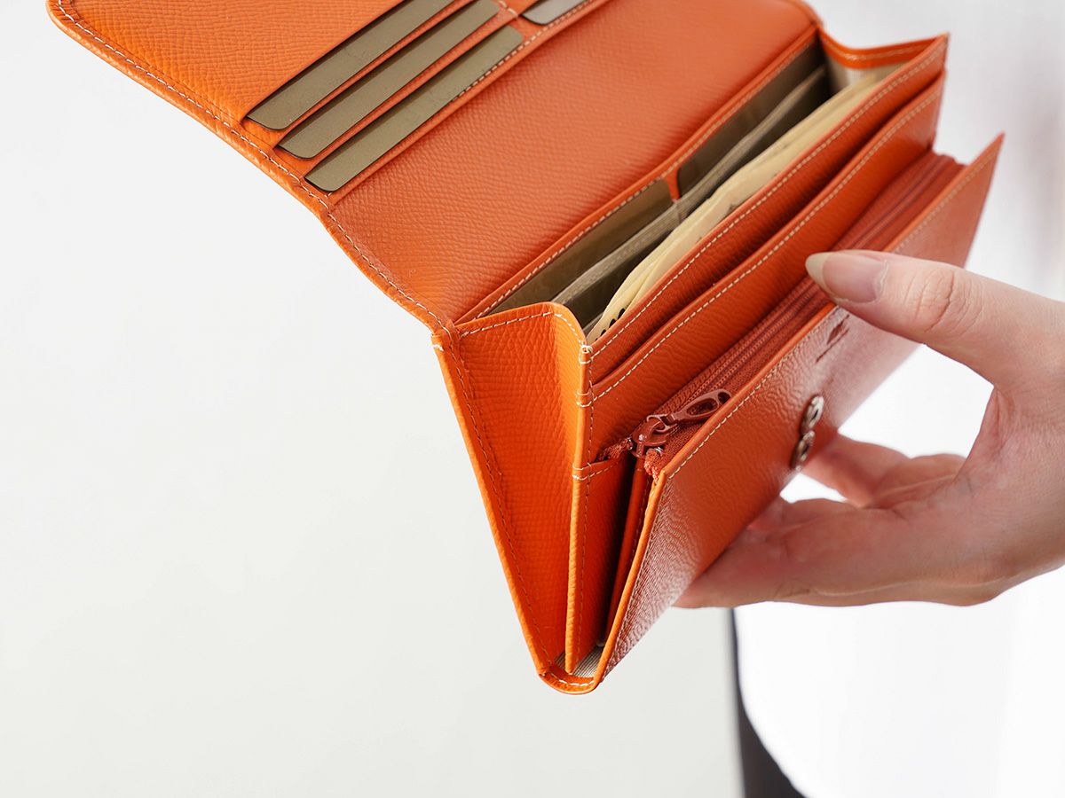 エンボス　中L字ファスナー長財布