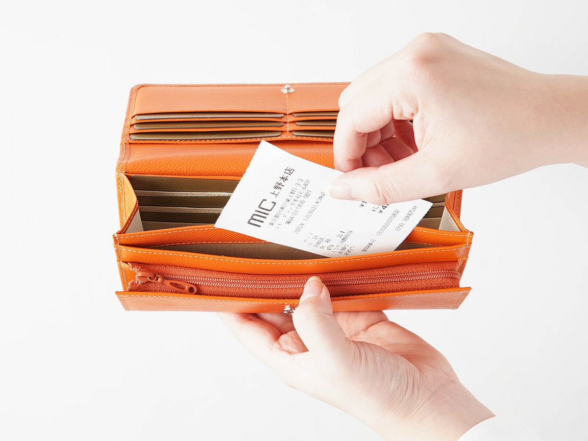 エンボス　中L字ファスナー長財布