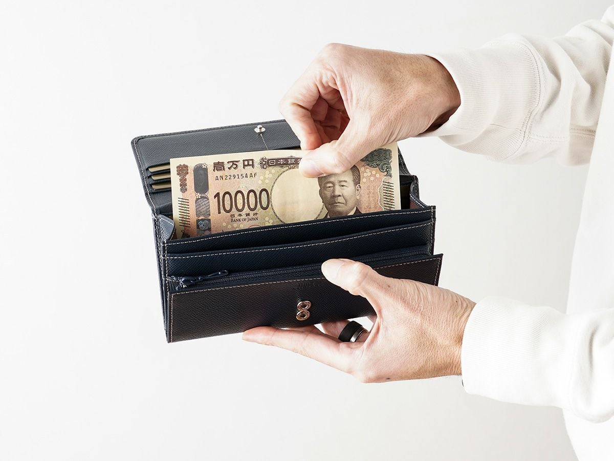 エンボス　中L字ファスナー長財布