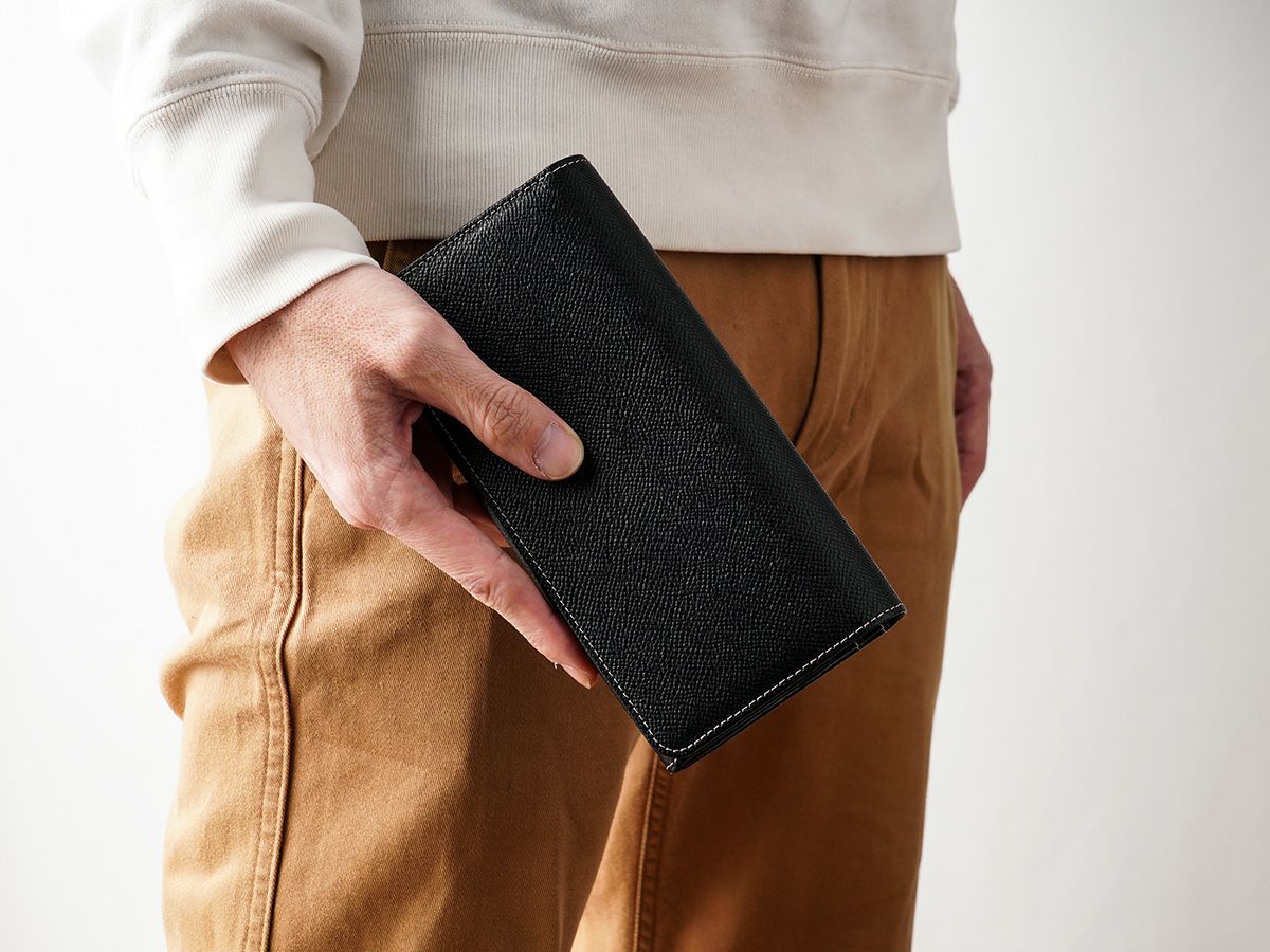 エンボス　中L字ファスナー長財布