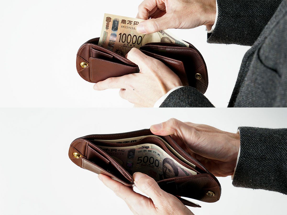 イングリッシュブライドル　 ヒップポケット革財布（小銭入れ付き）